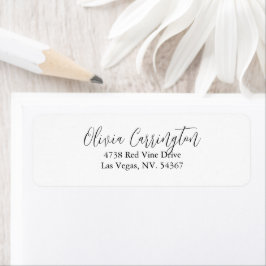 Elegantes White & Black Script Label