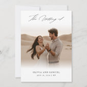 Elegantes White Black Script Overlay Foto Hochzeit Einladung (Vorderseite)