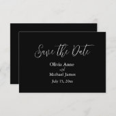 Elegantes White & Black Script Save the Date (Vorne/Hinten)