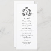 Elegantes White Black Wappen Monogram Wedding Menu Menükarte (Vorne/Hinten)