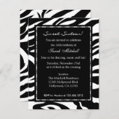 Elegantes White & Black Zebra 16 . Geburtstag Gebu Einladung (Vorne/Hinten)