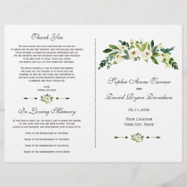 Elegantes White Blooming Floral Wedding Programm