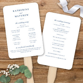 Elegantes White & Blue Hochzeitsprogramm Fächer