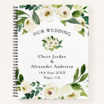 Elegantes White Blume Wedding Guest Book