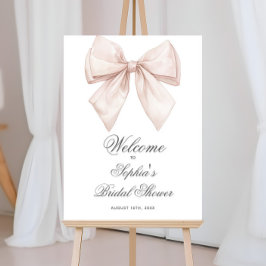 Elegantes White Bow Brautparty Begrüßungszeichen Poster