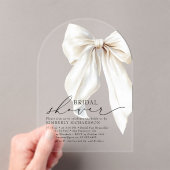 Elegantes White Bow Brautparty Chic Cream Acryleinladungen (Insitu (Handheld))