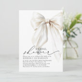 Elegantes White Bow Brautparty Chic Cream Einladung (Stehend Vorderseite)