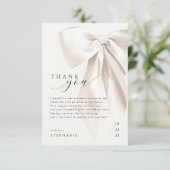 Elegantes White Bow Brautparty Dankeskarte (Stehend Vorderseite)