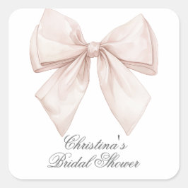 Elegantes White Bow Brautparty Quadratischer Aufkleber