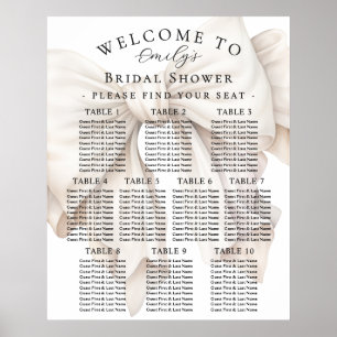 Elegantes White Bow Brautparty Seating Chart Poster