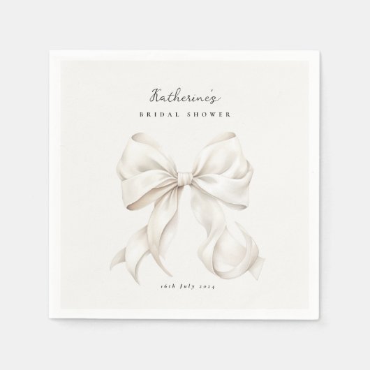 Elegantes White Bow Brautparty Serviette (Vorderseite)