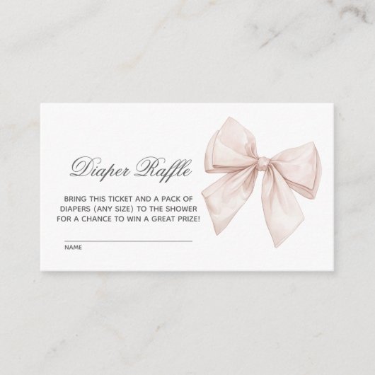Elegantes White Bow Diaper Raffle Begleitkarte (Vorderseite)