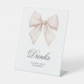 Elegantes White Bow Duwer Drinks signieren Sockelschild (Vorderseite)