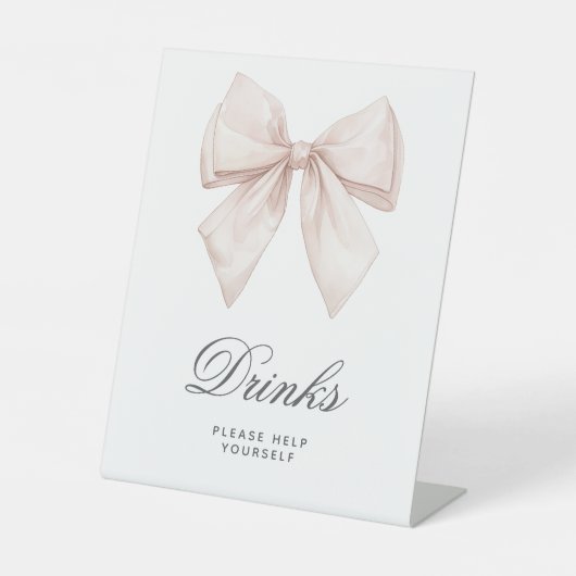 Elegantes White Bow Duwer Drinks signieren Sockelschild (Vorderseite)