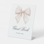 Elegantes White Bow Gästebuch-Duschzeichen Sockelschild (Vorderseite)