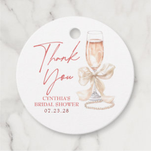 Elegantes White Bow Prosecco Brautparty Vielen Dan Geschenkanhänger