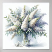 Elegantes White Buddleia Floral Bouquet Art Patter Poster (Vorne)
