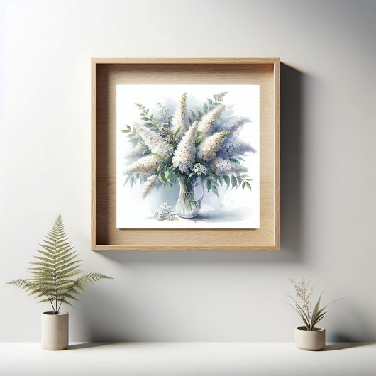 Elegantes White Buddleia Floral Bouquet Art Patter Poster