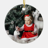 Elegantes White Buffalo Kariertes Foto Keramik Ornament (Vorne)