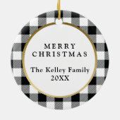 Elegantes White Buffalo Kariertes Foto Keramik Ornament (Hinten)