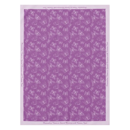 Elegantes White Butterfly Muster Lila personalisie Tischdecke (Vorderseite)