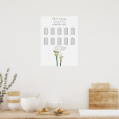 Elegantes White Calla Lilies Hochzeitsdiagramm Poster (Küche)