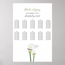 Elegantes White Calla Lilies Hochzeitsdiagramm Poster