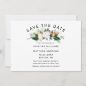 Elegantes White Calligraphy Foto Hochzeit Save The Date (Rückseite)