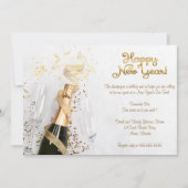 Elegantes White Champagne Silvester Party Einladung (Vorderseite)