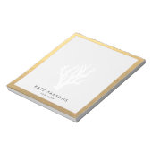 Elegantes White Coral Gold Notepad Notizblock (Rotiert)