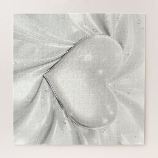 Elegantes White Cream Heart Jigsaw Puzzle (Horizontal)