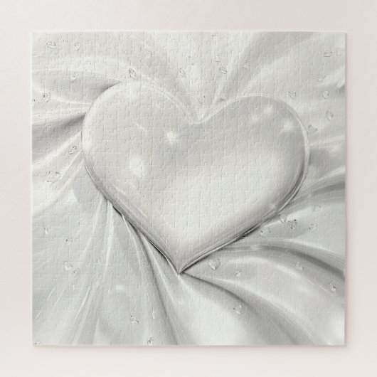 Elegantes White Cream Heart Jigsaw Puzzle (Vertikal)