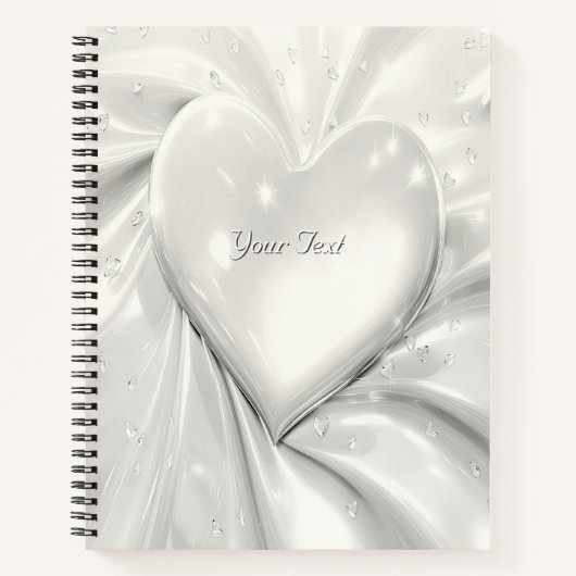 Elegantes White Cream Heart Notebook Notizblock (Vorderseite)