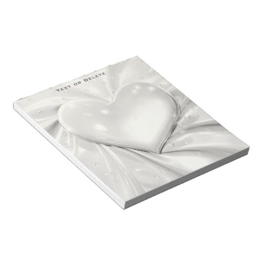 Elegantes White Cream Heart Notepad Notizblock (angewinkelt)