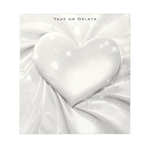 Elegantes White Cream Heart Notepad Notizblock