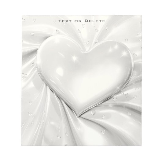Elegantes White Cream Heart Notepad Notizblock (Vorderseite)