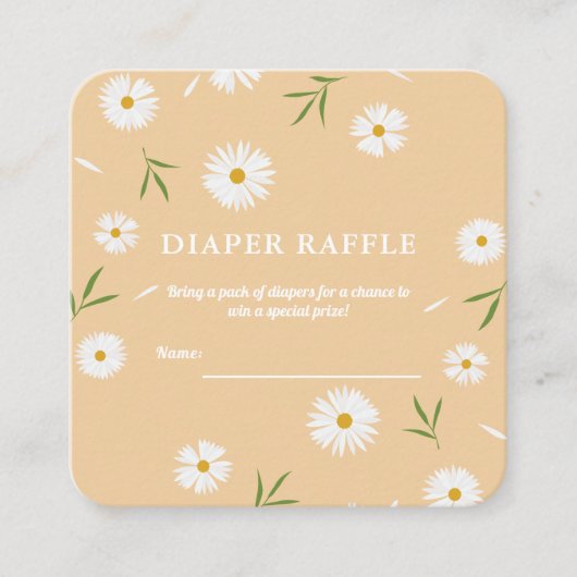 Elegantes White Daisies Baby Duwer Diaper Raffle Begleitkarte (Vorderseite)