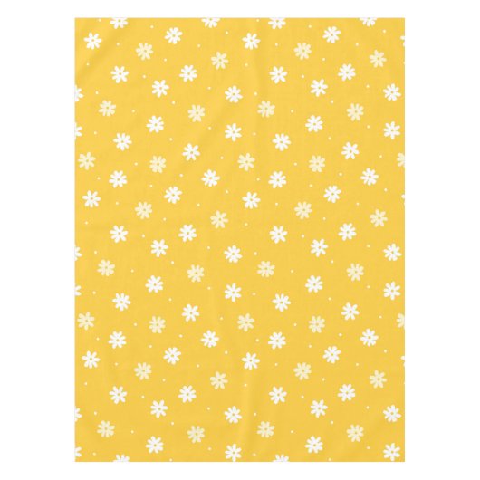 Elegantes White Daisy Blume Sonniges Gelbes Brunch Tischdecke (Vorderseite)