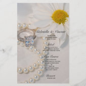 Elegantes White Daisy Blume Wedding Menu (Vorderseite)