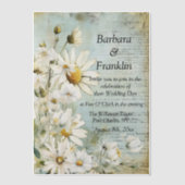 Elegantes White Daisy Foto QR Code Wedding Pergament Einladungen (Vorderseite)