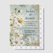 Elegantes White Daisy Foto QR Code Wedding Pergament Einladungen (Versetzt (Einladung))