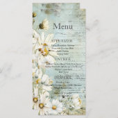 Elegantes White Daisy Wedding Menu Menükarte (Vorne/Hinten)