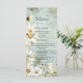Elegantes White Daisy Wedding Menu Menükarte (Stehend Vorderseite)