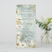 Elegantes White Daisy Wedding Programm (Stehend Vorderseite)