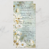 Elegantes White Daisy Wedding Programm (Vorne/Hinten)