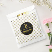 Elegantes White Dot Grid Split Monogramm Geschenktütchen (Versiegelt)