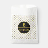 Elegantes White Dot Grid Split Monogramm Geschenktütchen (Vorderseite)