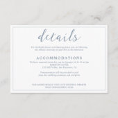 Elegantes White & Dusty Blue Border Script Hochzei Begleitkarte (Vorderseite)