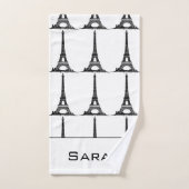Elegantes White Eiffel Tower Paris Monogram Badhandtuch Set (Handtuch)