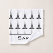 Elegantes White Eiffel Tower Paris Monogram Badhandtuch Set (Waschlappen)